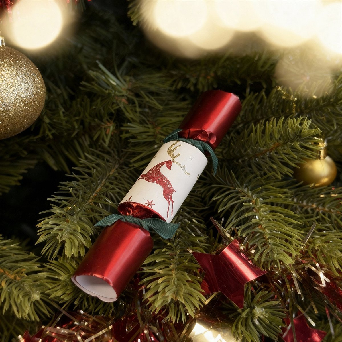 Décoration de Noël carton CRACKERS rouge, beige, HABITAT