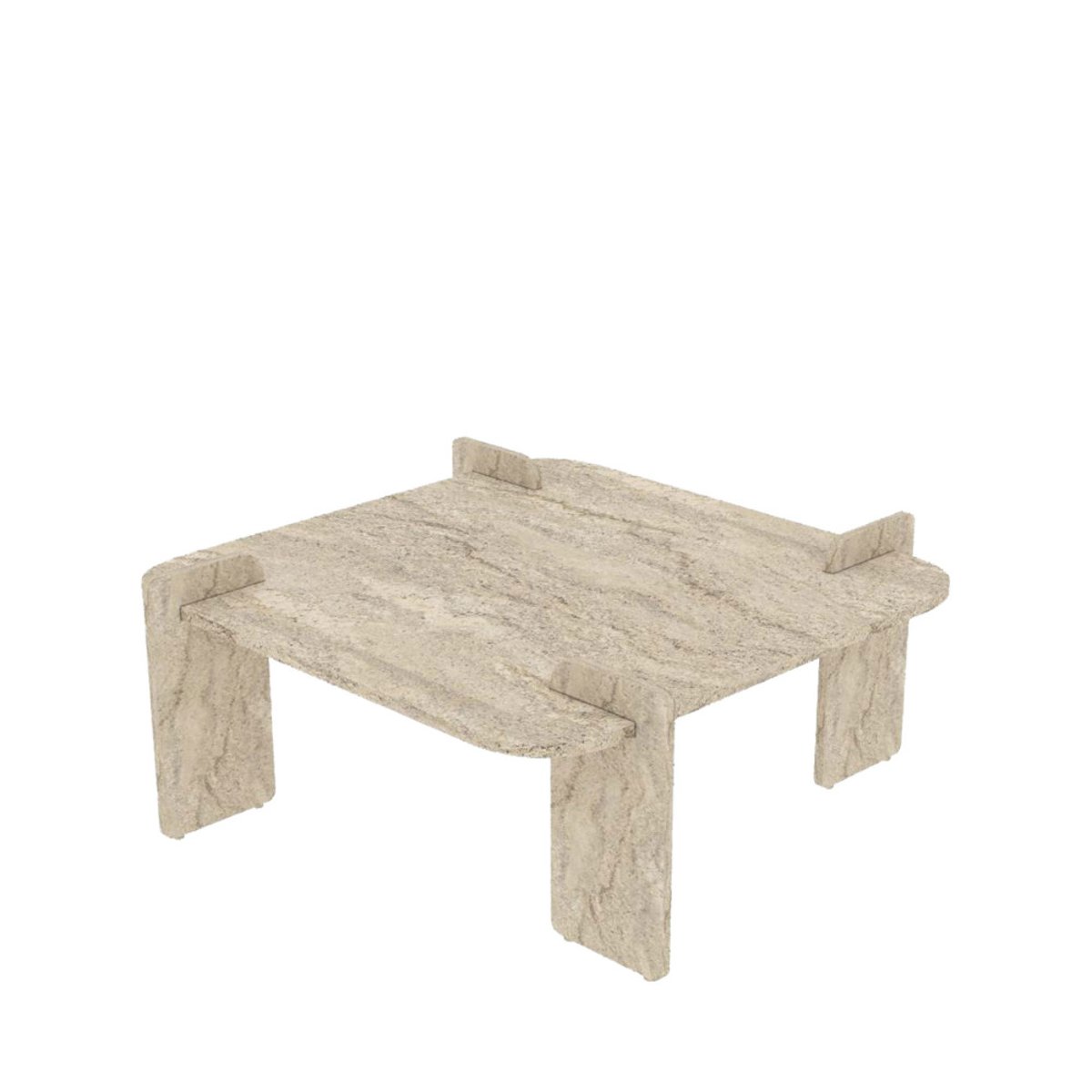 Table basse effet travertin 90x90cm- SOLENI beige, DRAWER
