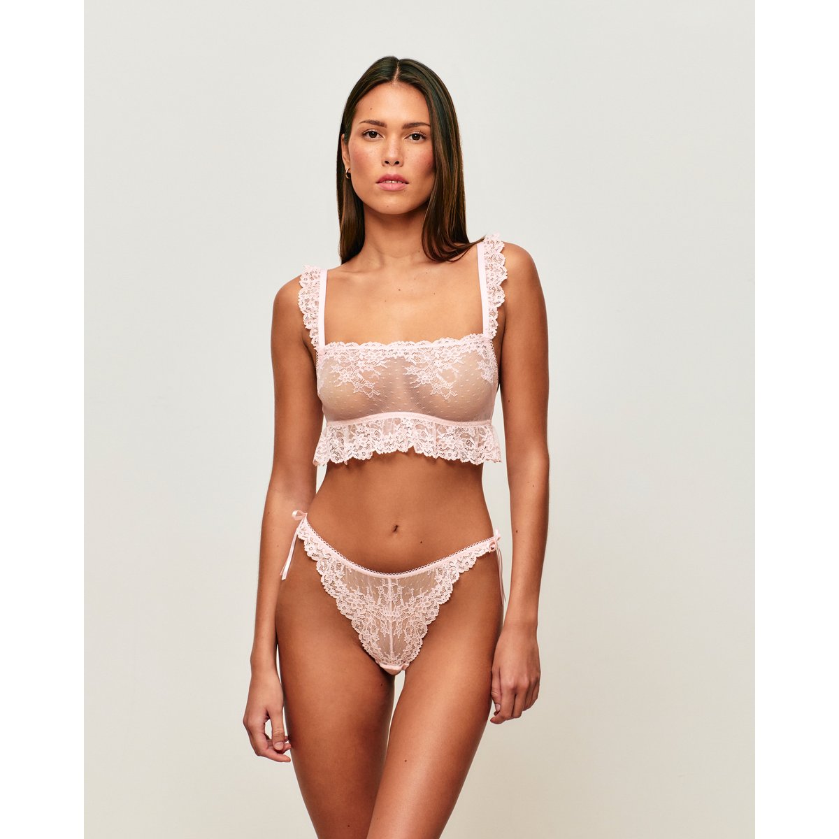 Brassière volantée en dentelle florale ALTESSIZ rose, UNDIZ