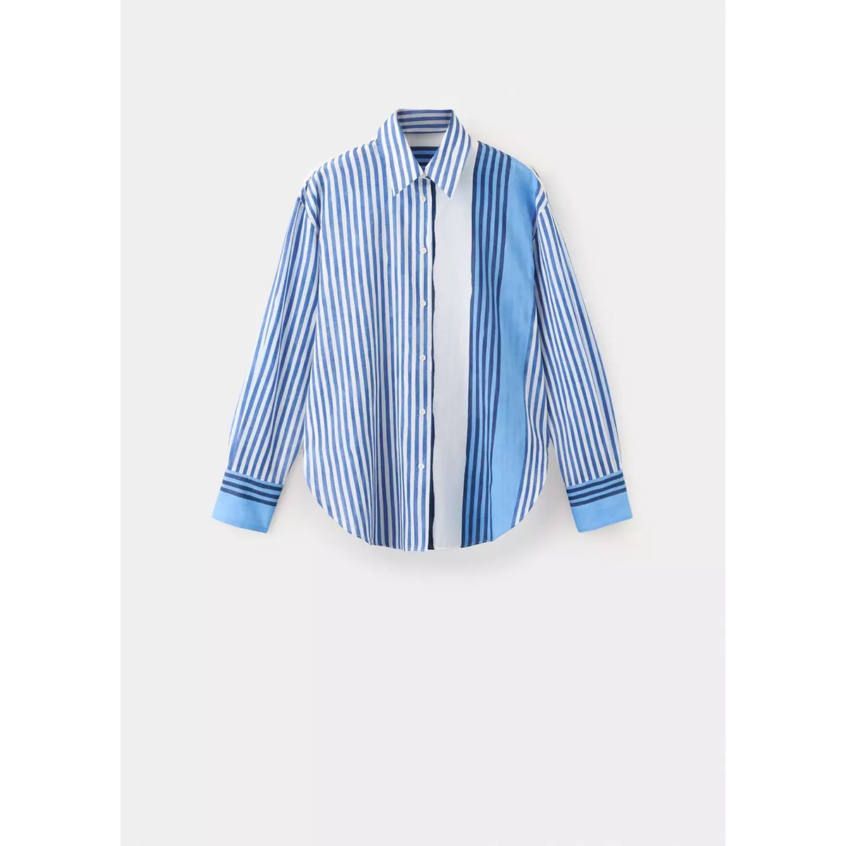 Chemise 100 % coton rayures bleu, MANGO