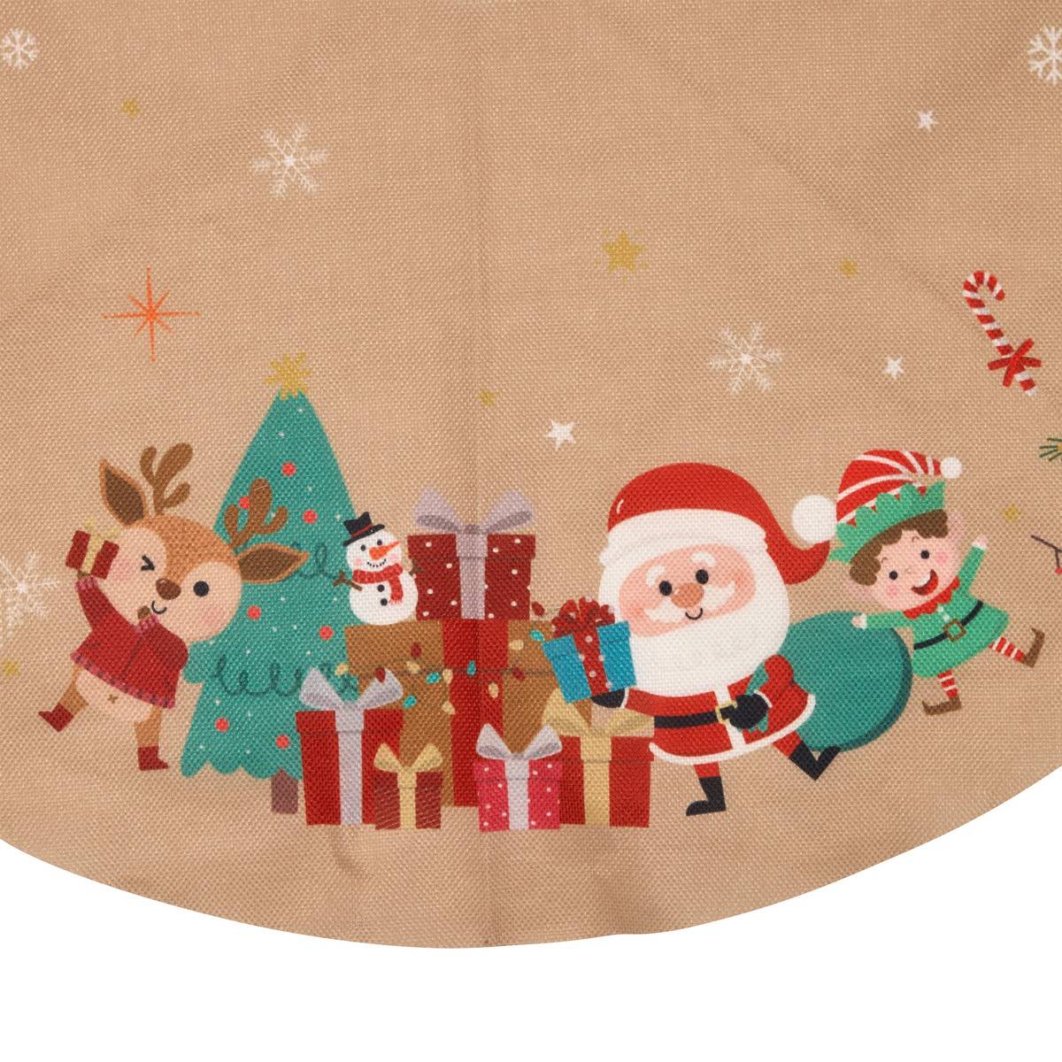 TAPIS SAPIN PERE NOEL JUTE D90 beige, ATMOSPHERA