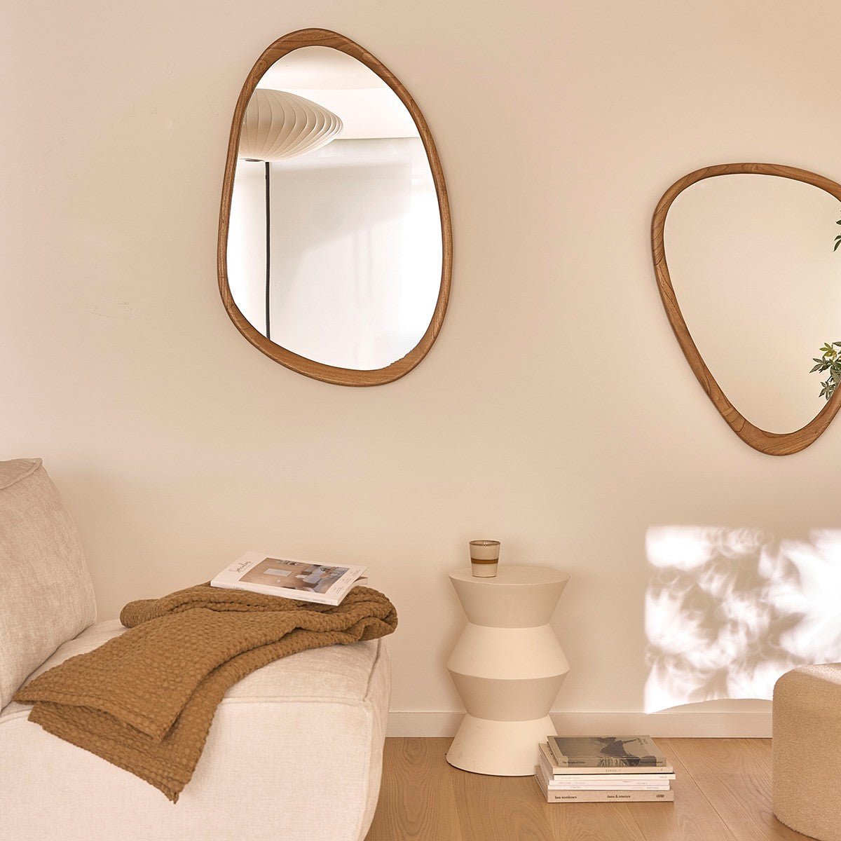 Miroir organique en bois massif 60x90 cm  FIFTIES naturel, BERAH GETAH