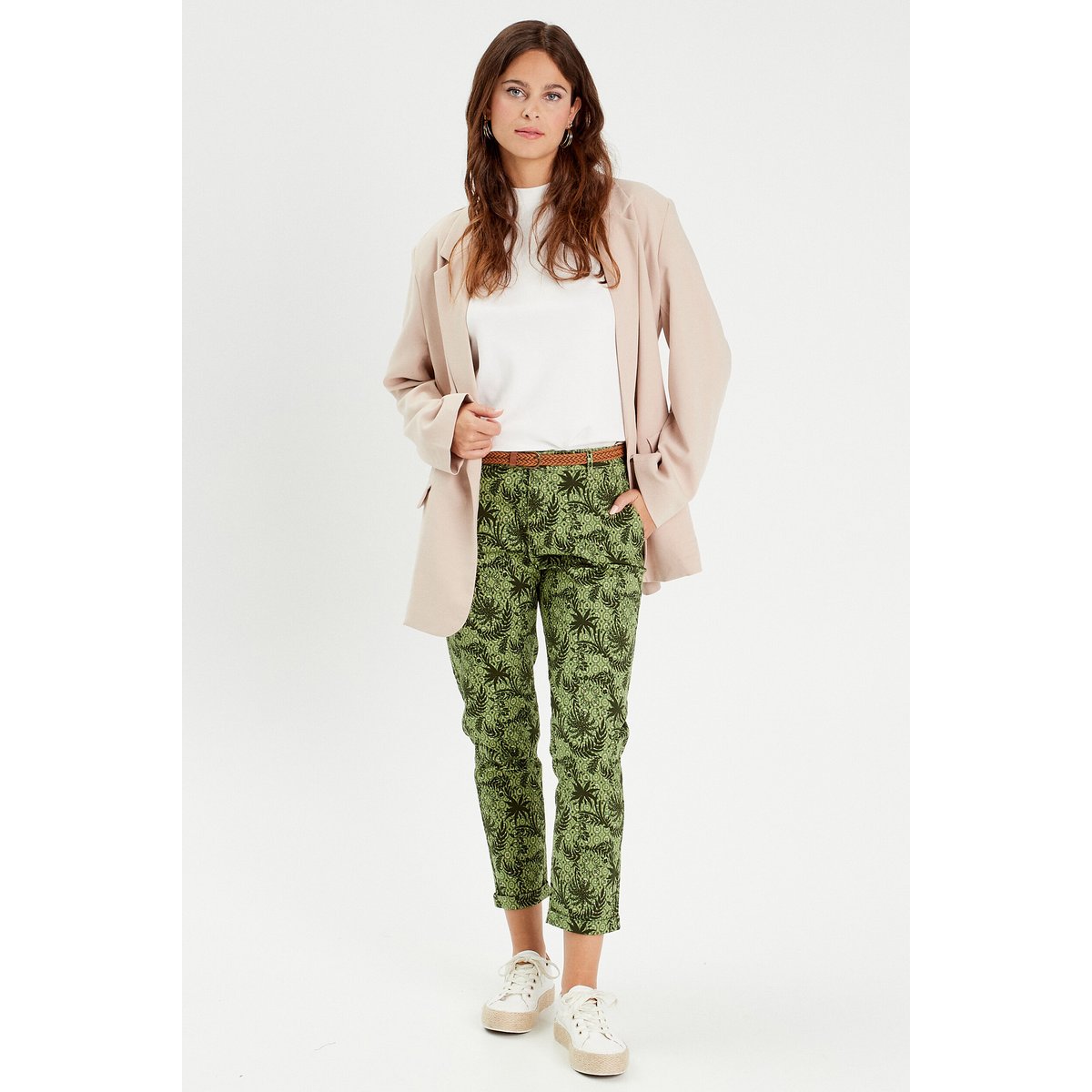 Pantalon chino slim 7/8ème vert, CACHE CACHE