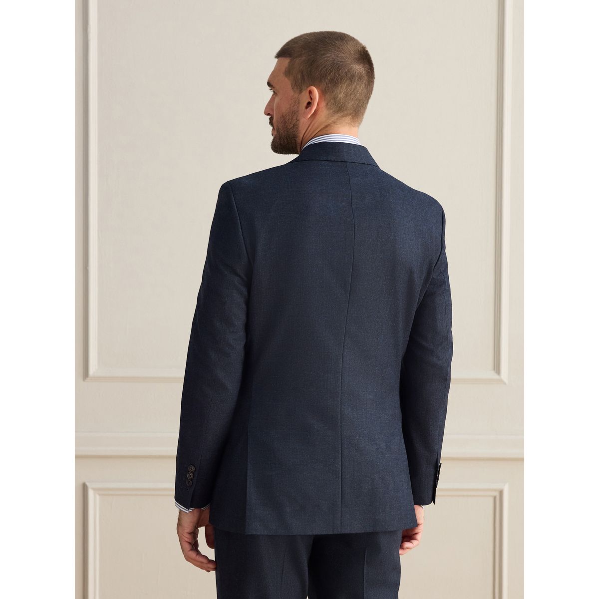 Veste de costume ajustée et croisée cachemire signature bleu marine, NEXT