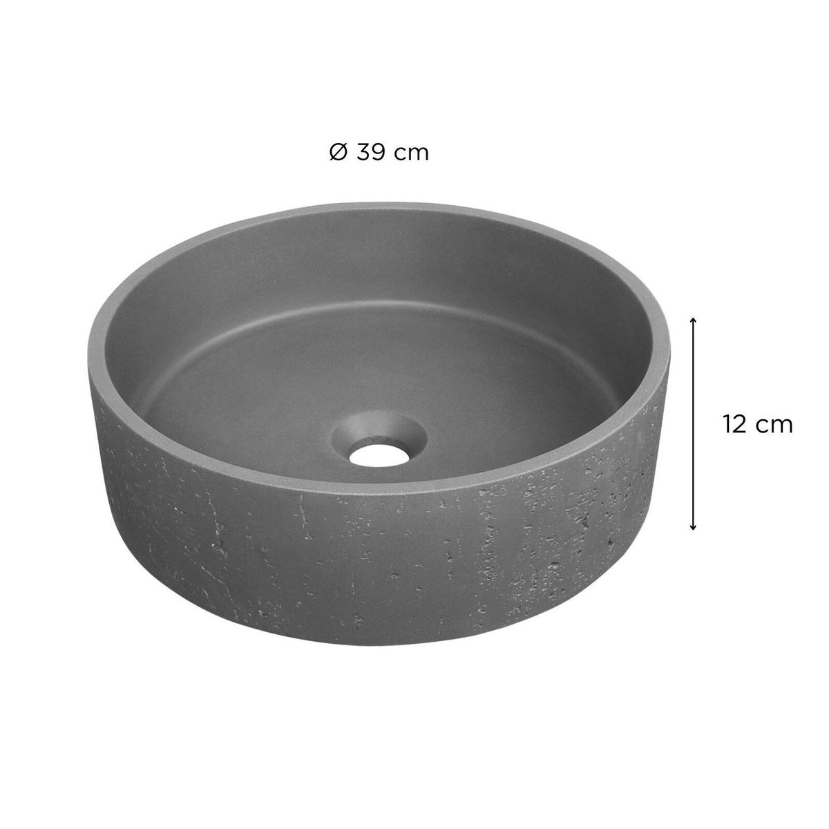 Vasque à poser ronde en béton travertin SANDY gris, MOB IN
