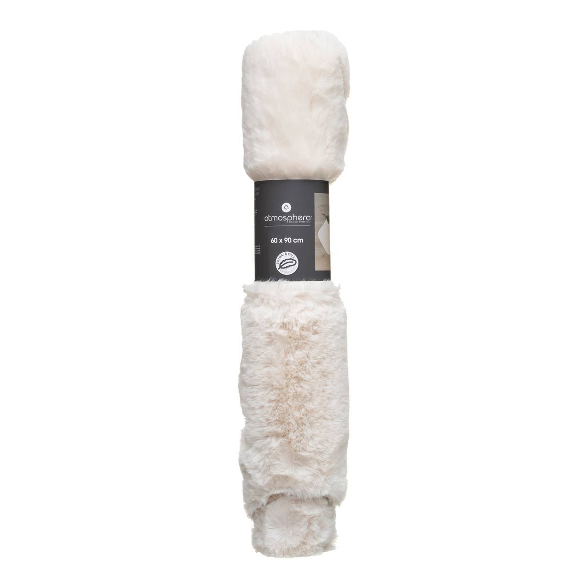 Tapis forme organique à poils longs COUKA ivoire, ATMOSPHERA