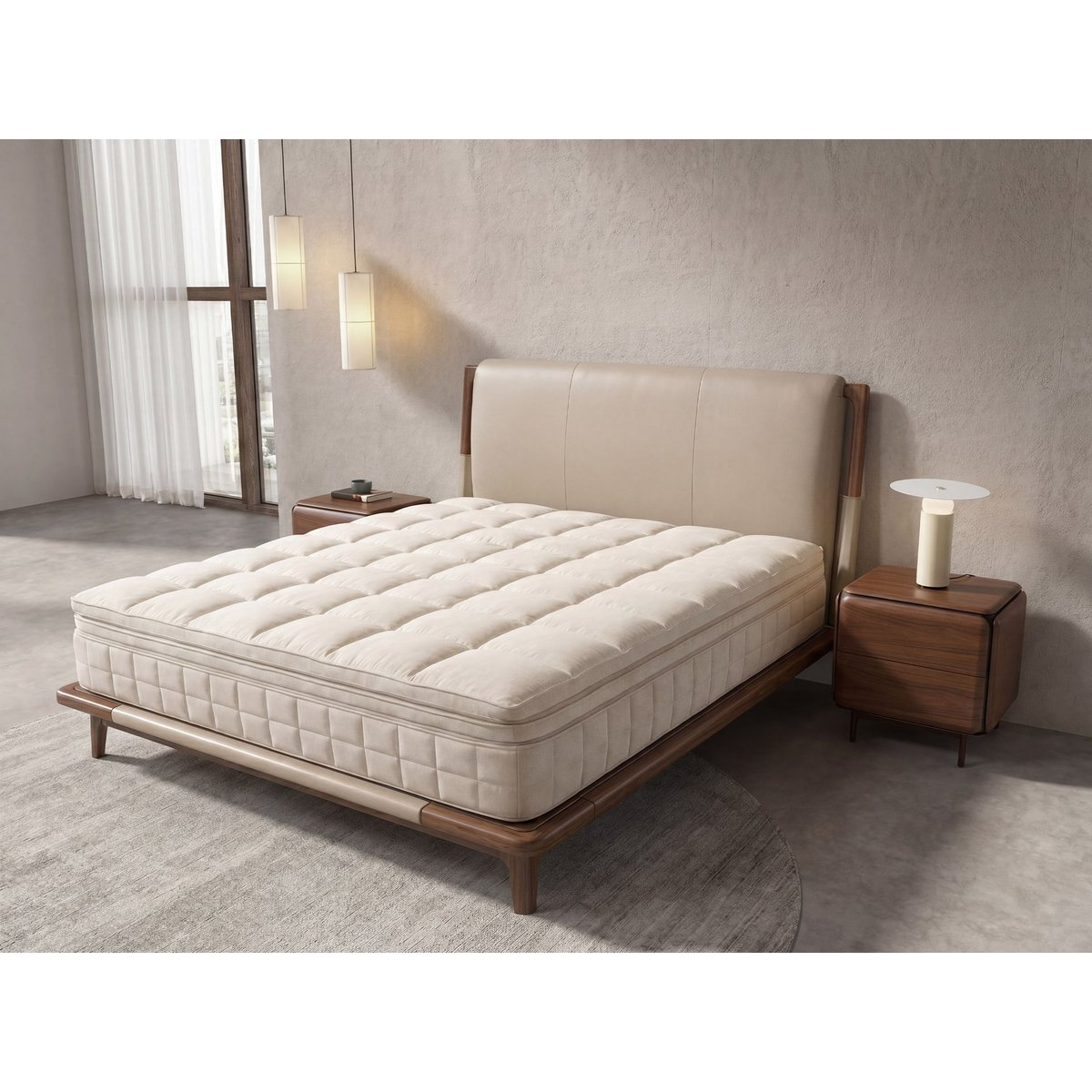 Matelas hybride en latex naturel avec mini ressorts ensachés beige, ANGEL CERDA