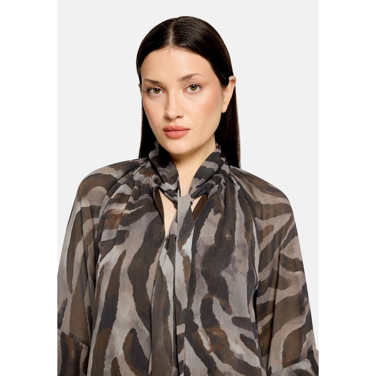 Chemisier en chiffon à volant brown/brown, VERA MONT