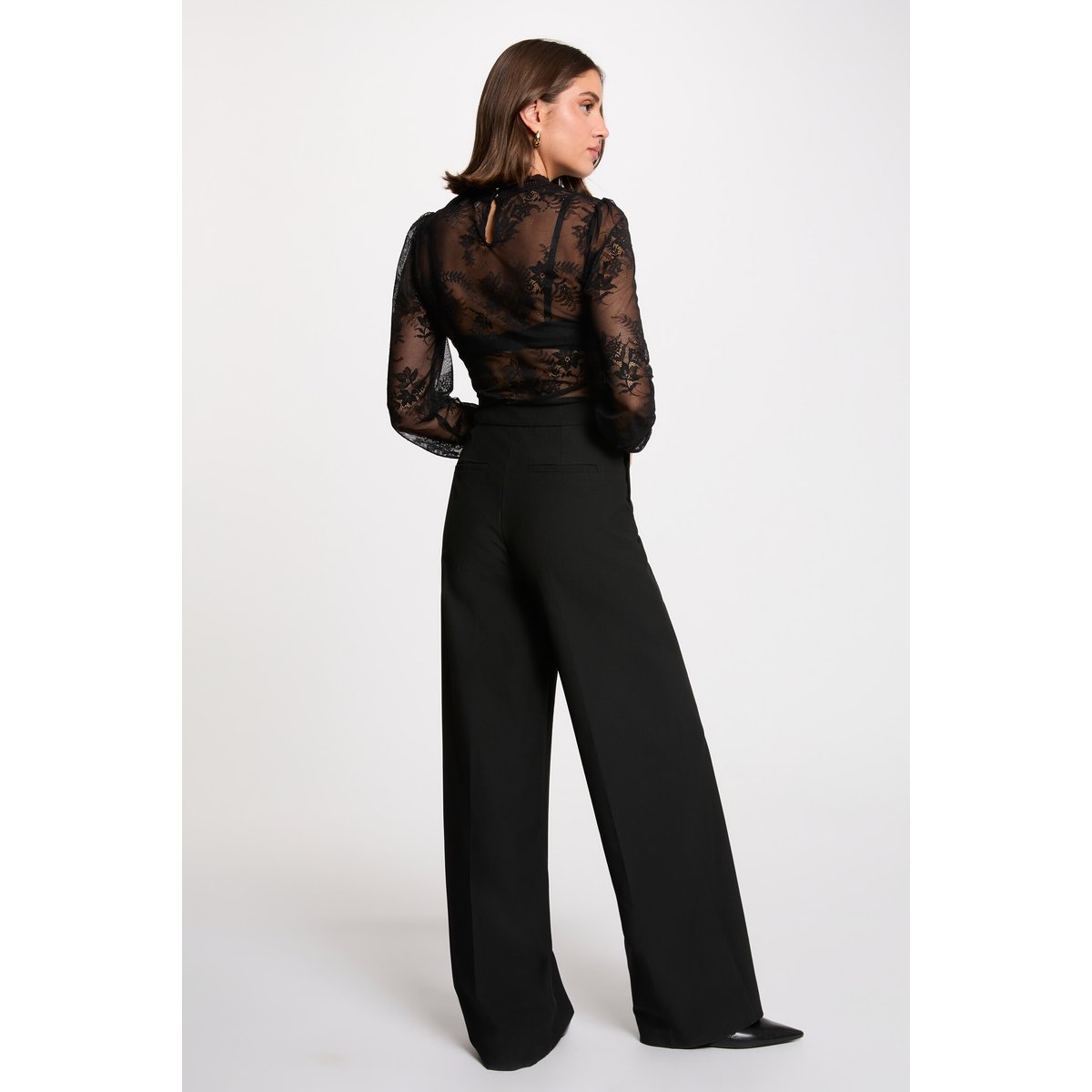 Body dentelle manches longues noir, MORGAN