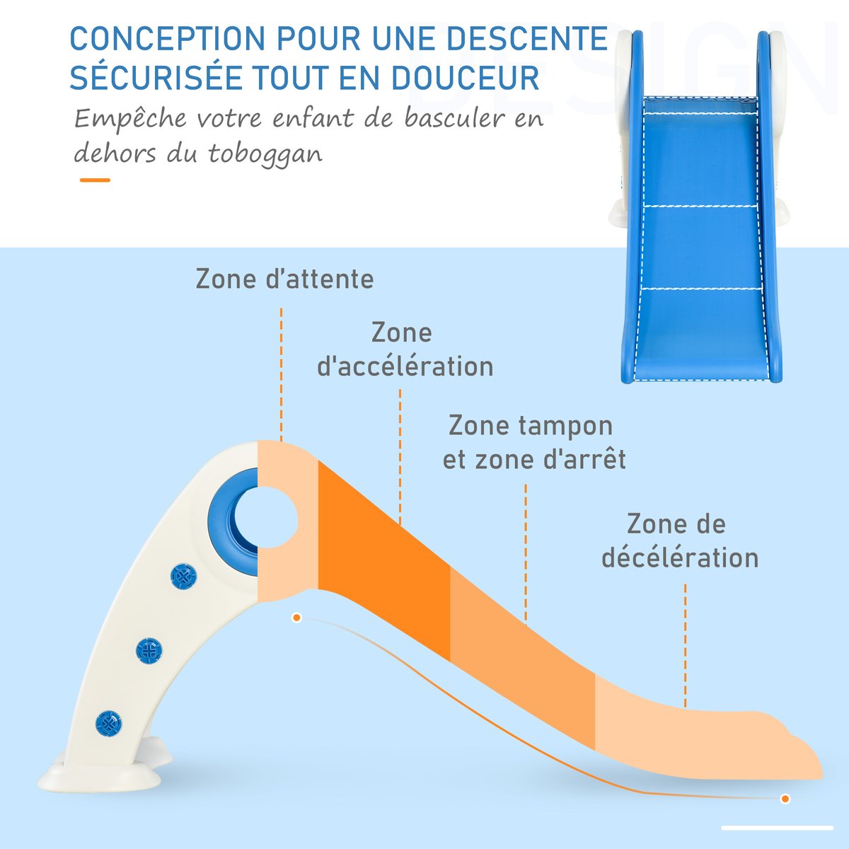 Toboggan pour enfants Plastique Bleu bleu, HOMCOM
