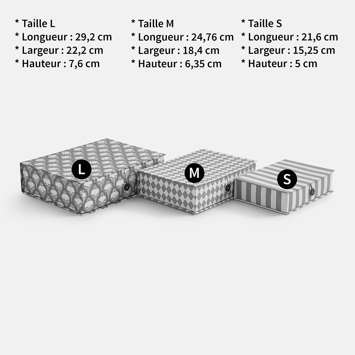 Lot de 3 boîtes de rangement gigognes, en carton, MIRIETTE imprimé multicolore, LA REDOUTE INTERIEURS