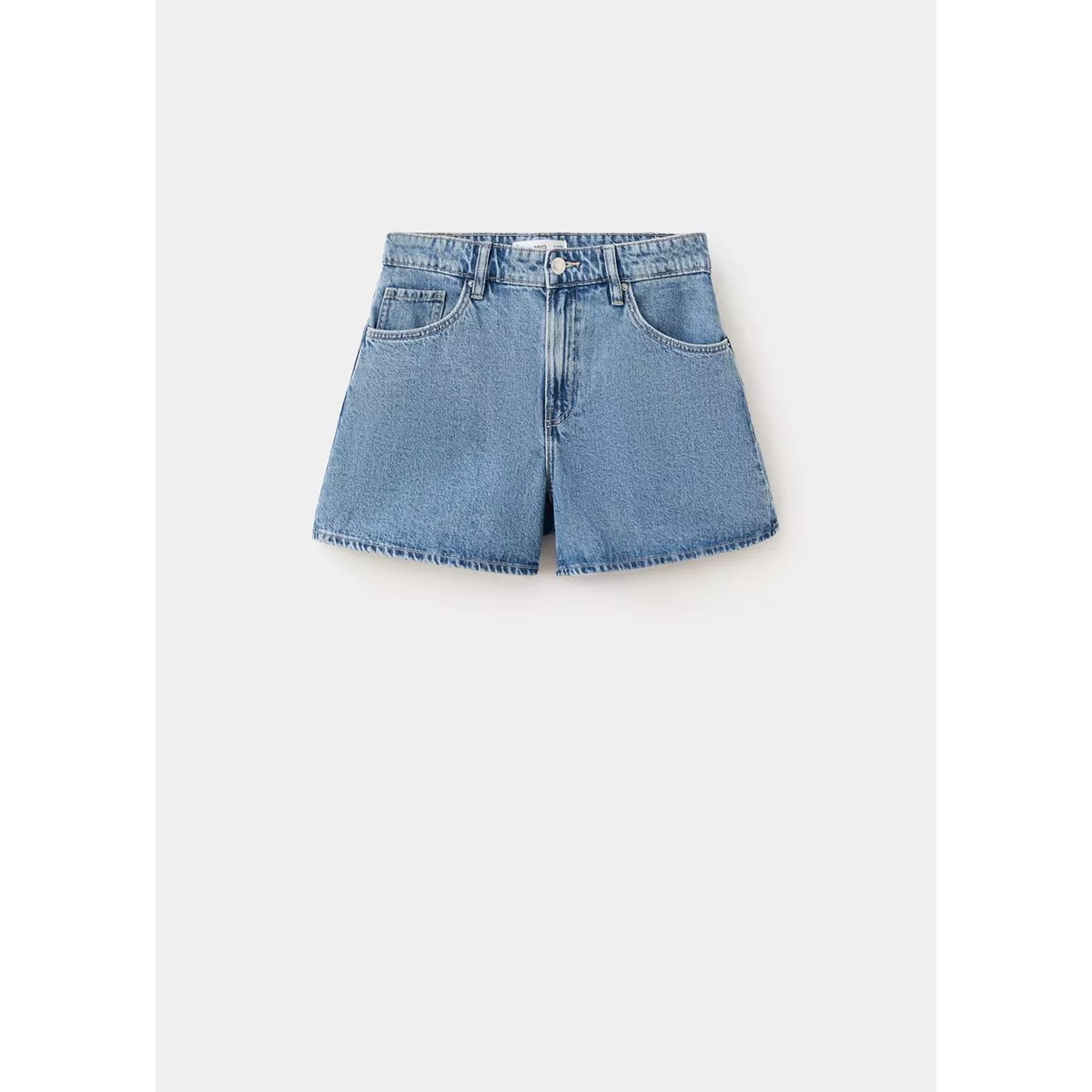 Short en jean droit bleu moyen, MANGO
