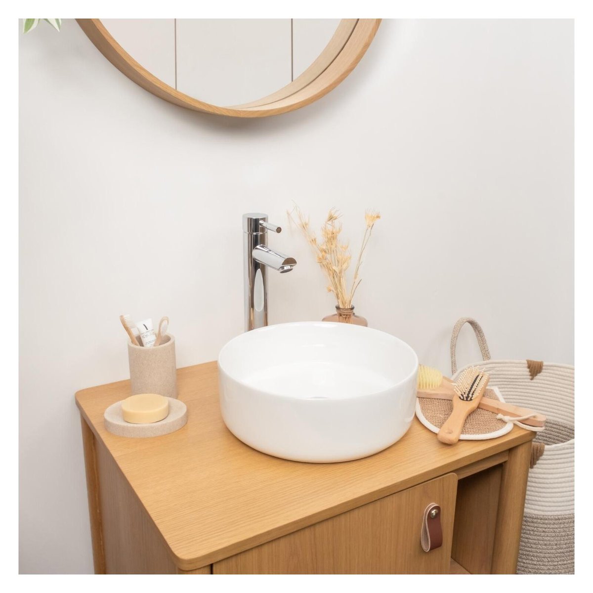 Vasque à poser ronde en céramique blanche 30cm MII blanc, MOB IN