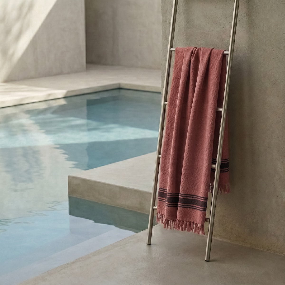 Fouta éponge coton FARO Made in Europe terracotta / noir, FEBRONIE