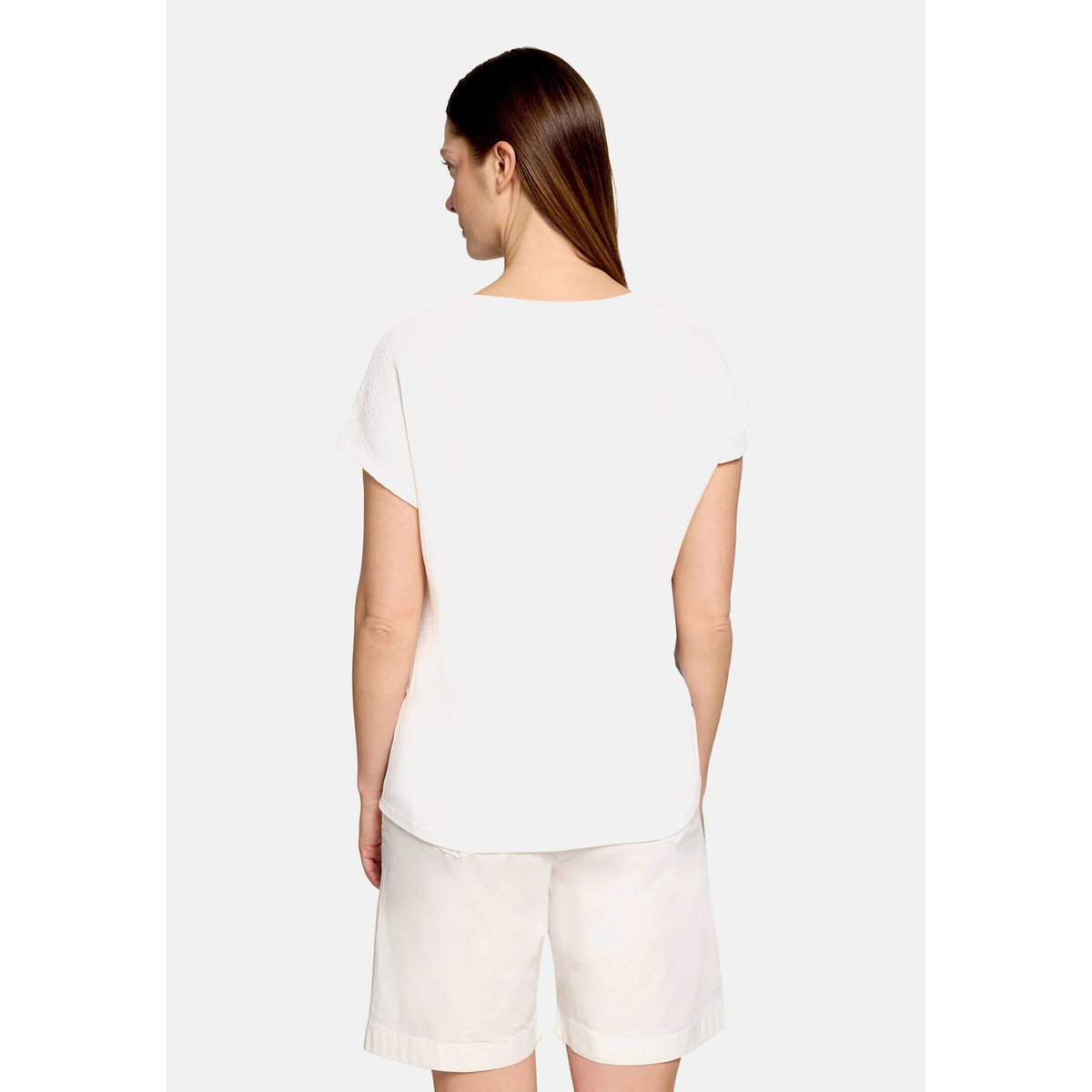 T-Shirt avec structure à encolure bateau blanc/marron, BETTY BARCLAY