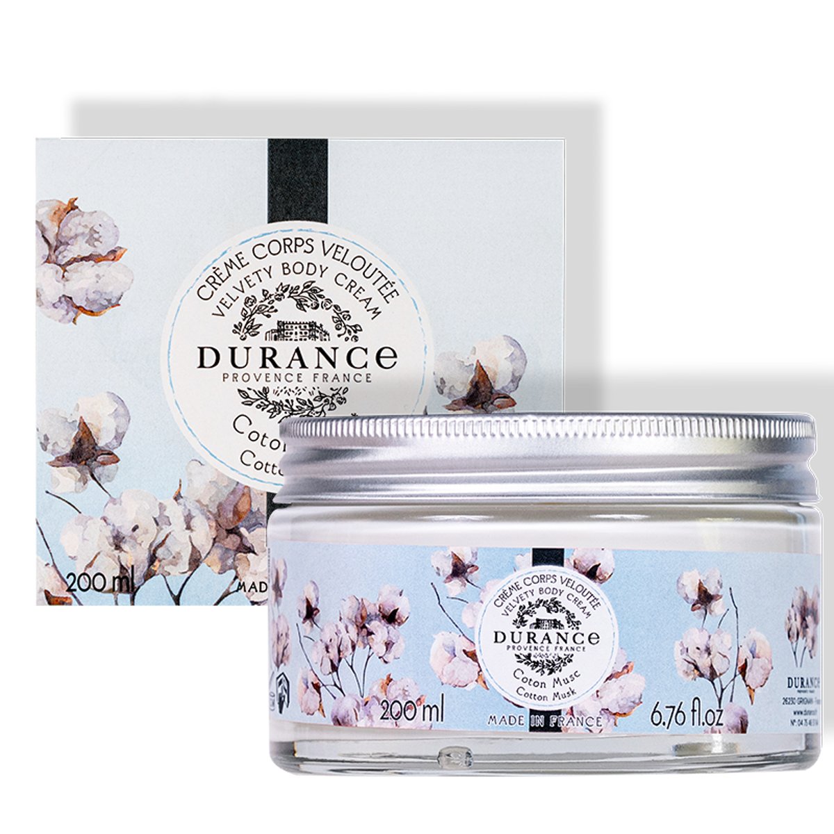 Crème corps veloutée COTON MUSC couleur unique, DURANCE