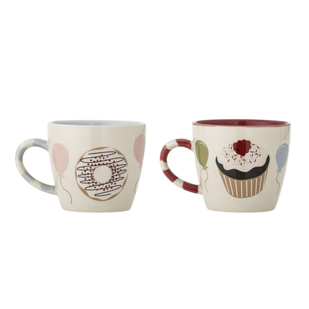 Mugs grès motif gâteaux Darby set de 2 multicolore, BLOOMINGVILLE