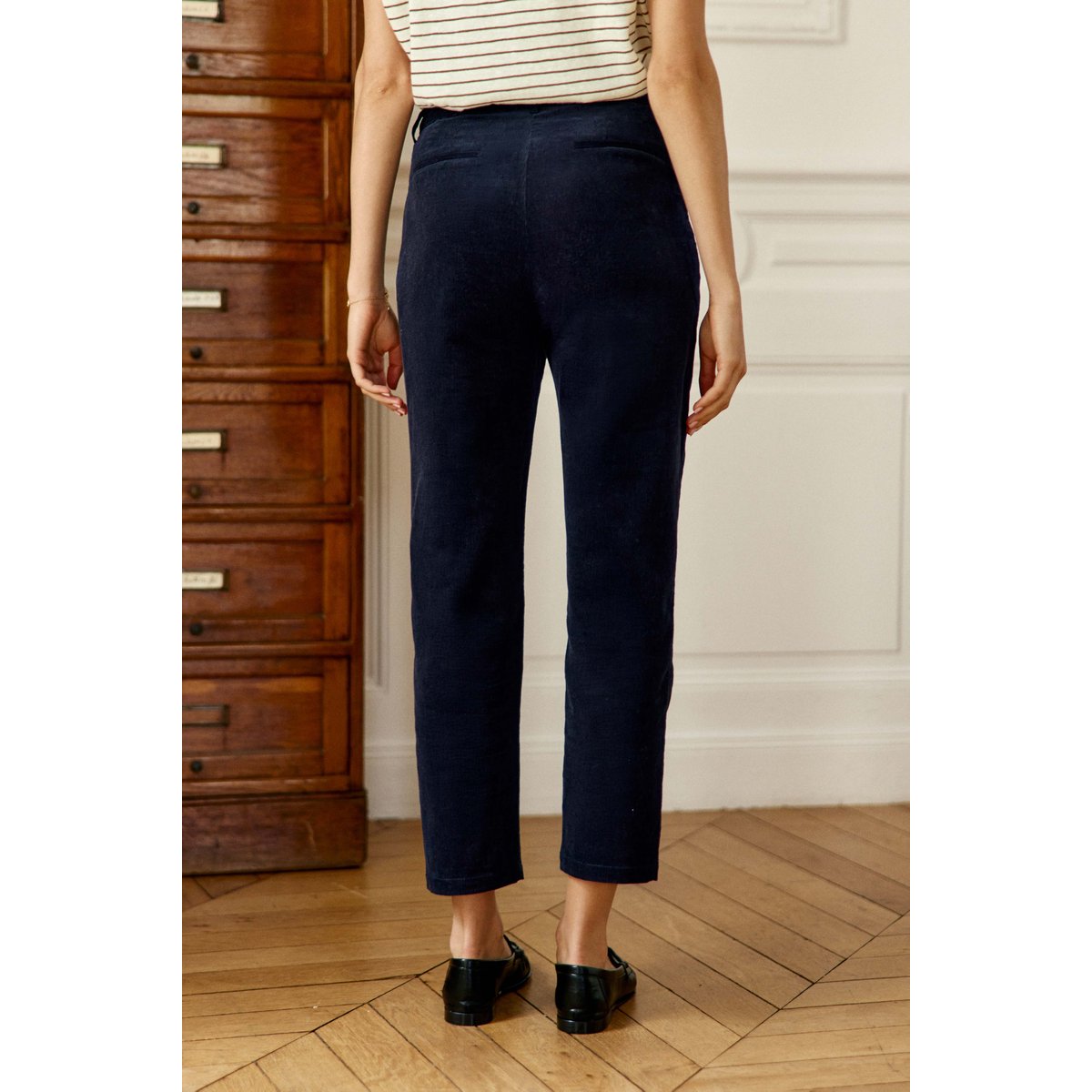 Pantalon cigarette uni PARFAITO 25-marine, LA PETITE ETOILE