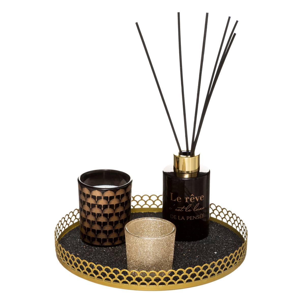 Coffret senteur bougie photophore diffuseur ARABESQUE multicolore, ATMOSPHERA