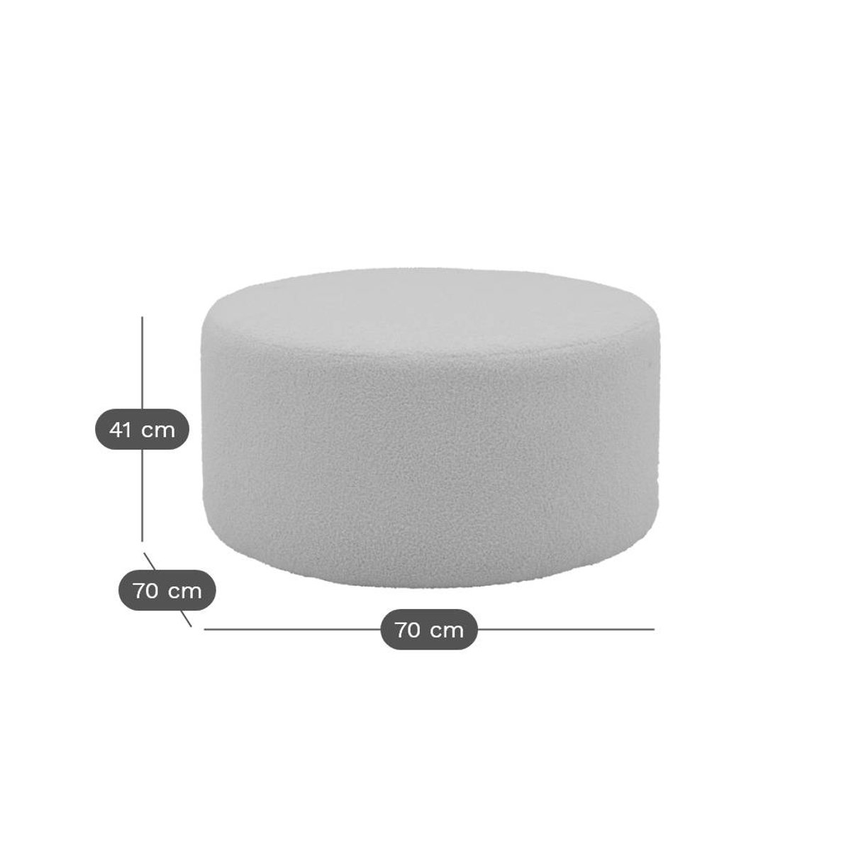 Pouf bouclette 70 cm - OME gris clair, CAMIF