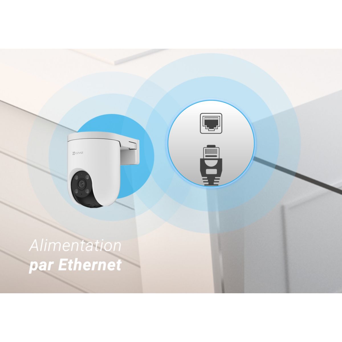 Caméra de surveillance Wifi exterieure motorisée H8c Poe 2K couleur unique, EZVIZ