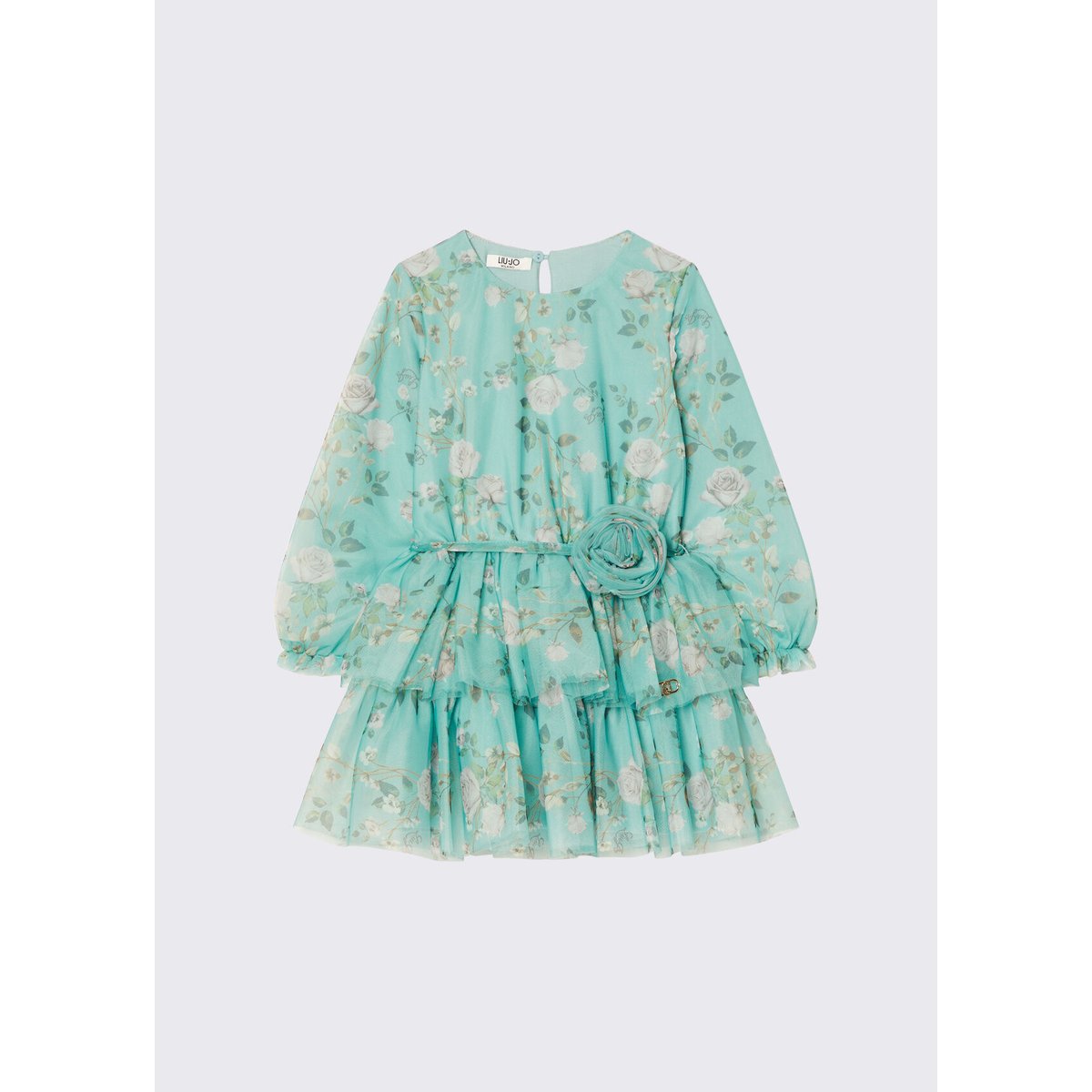 Robe courte en tulle imprimé vert, LIU JO