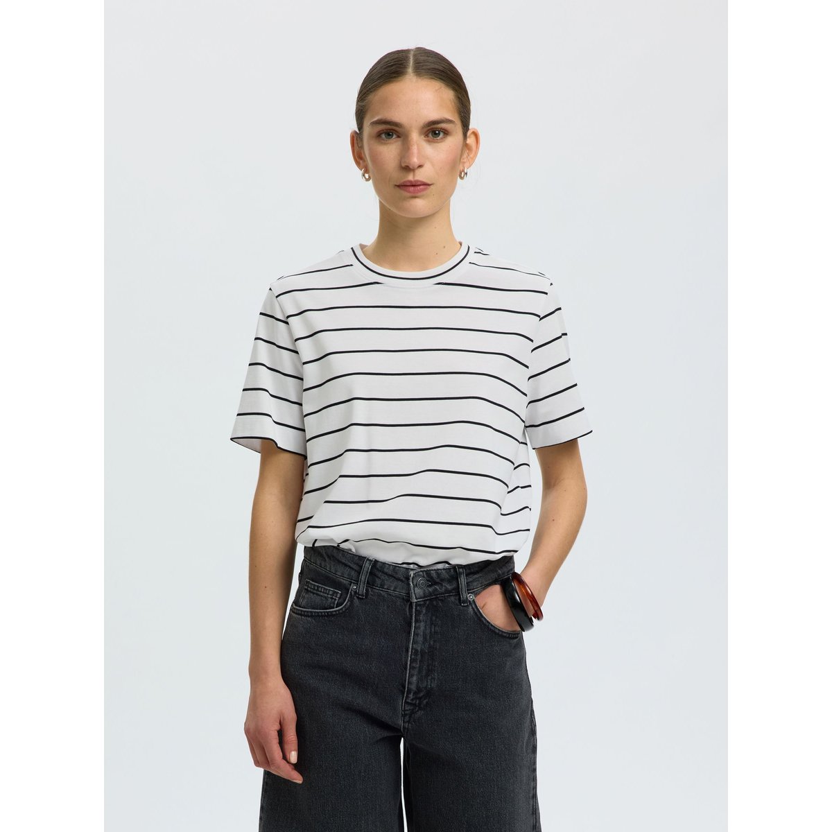 T-Shirt bright white, SELECTED