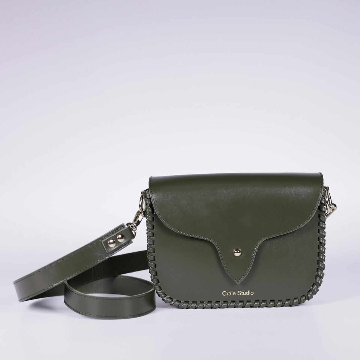 Sac besace en cuir, WEST vert foncé, CRAIE STUDIO