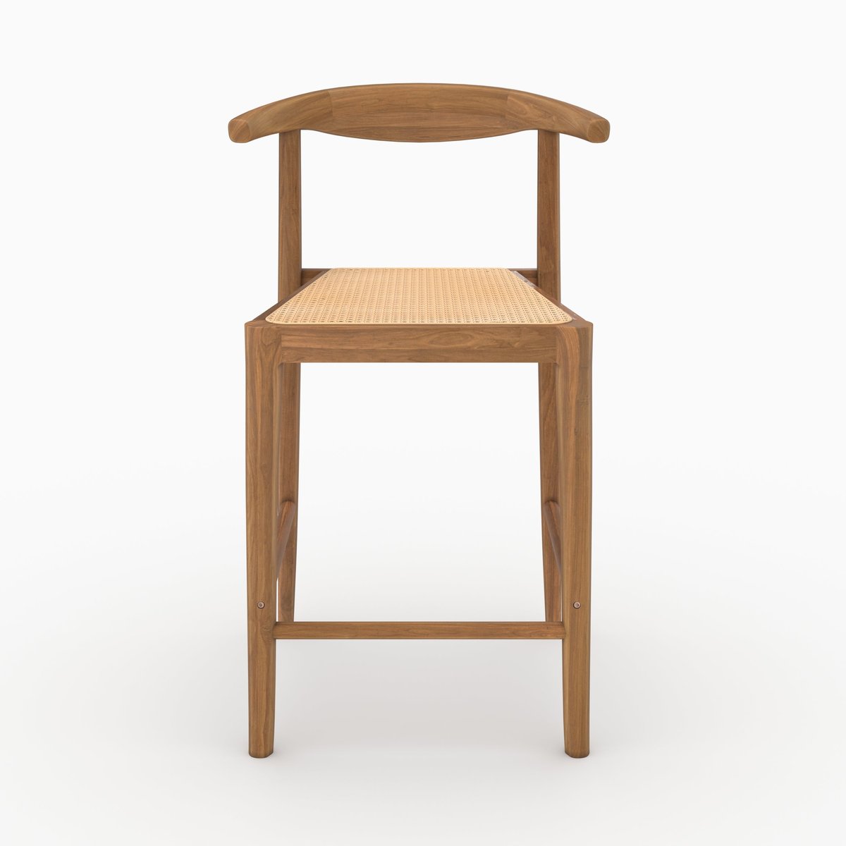Lot de 2 chaises pour îlot central en bois de teck vernis et cannage - ALIA marron, MAISON PAVANE
