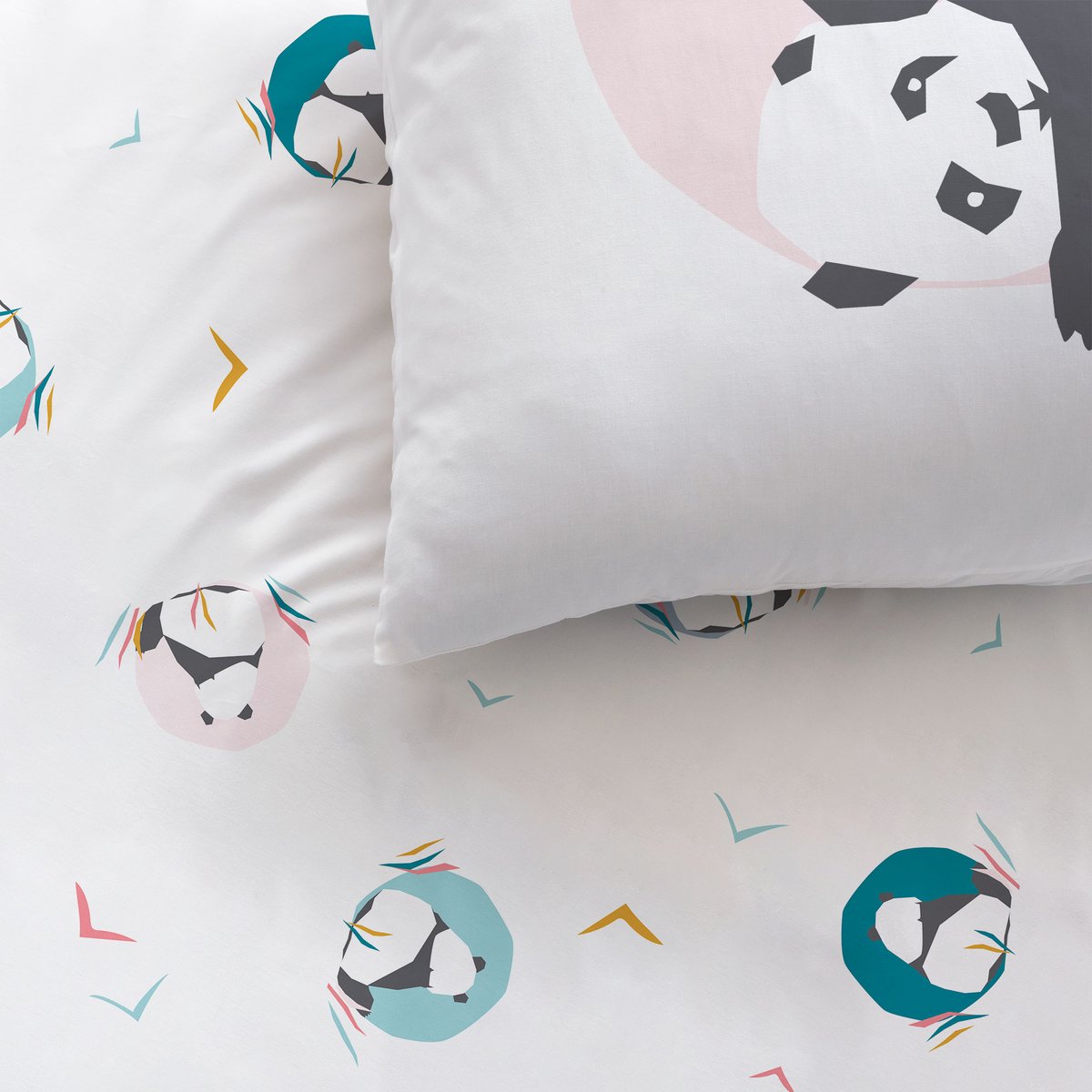 Parure de lit imprimée 100% coton, PANDA blanc, MATT ET ROSE
