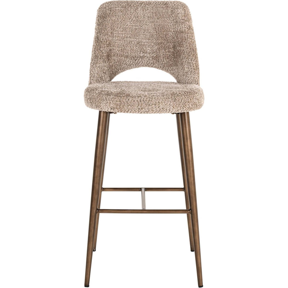 Tabouret de bar bouclette beige naturel et bronze, RECOLLECTION