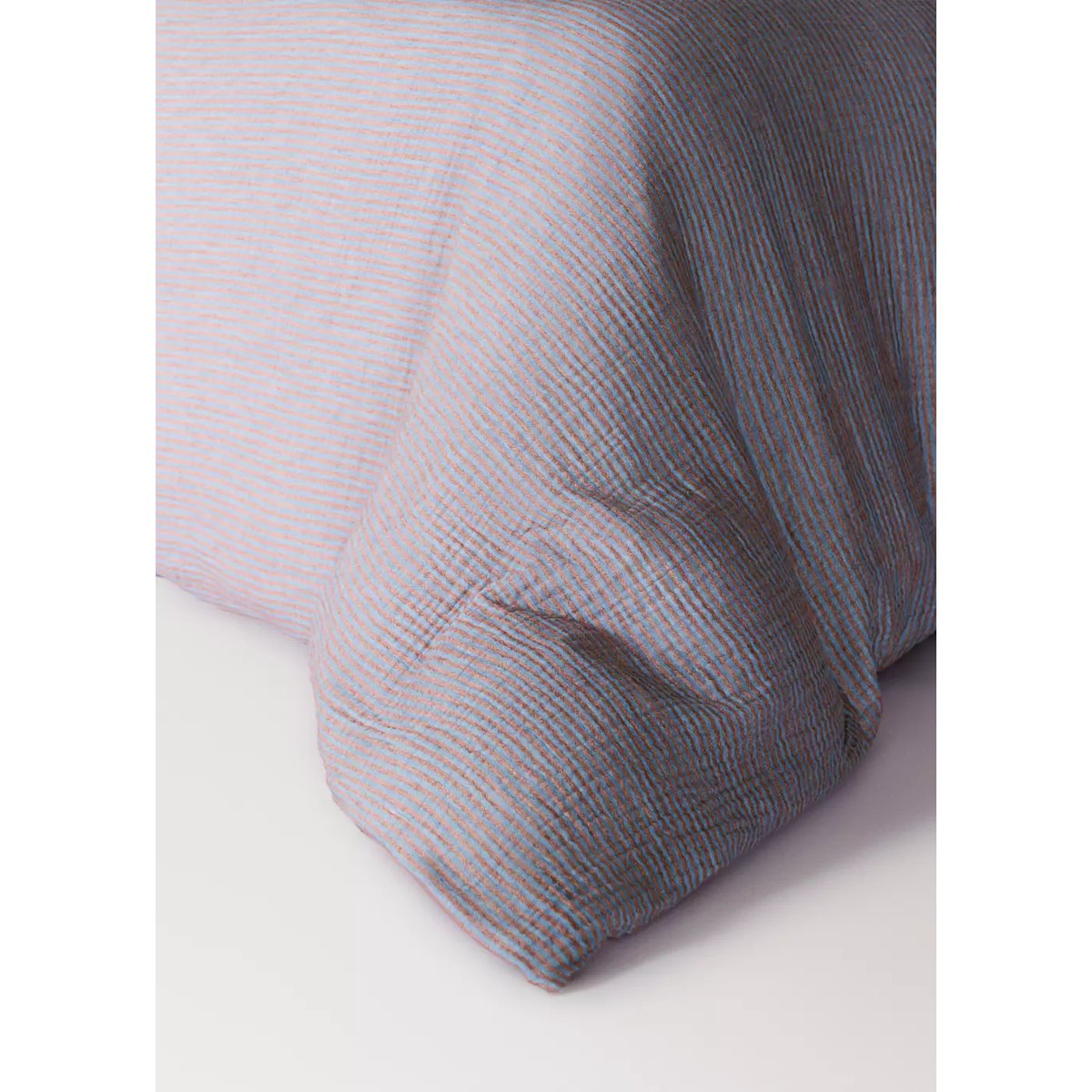 Housse de couette coton mousseline à rayures réversible lit 180/200 cm rose géranium, MANGO HOME