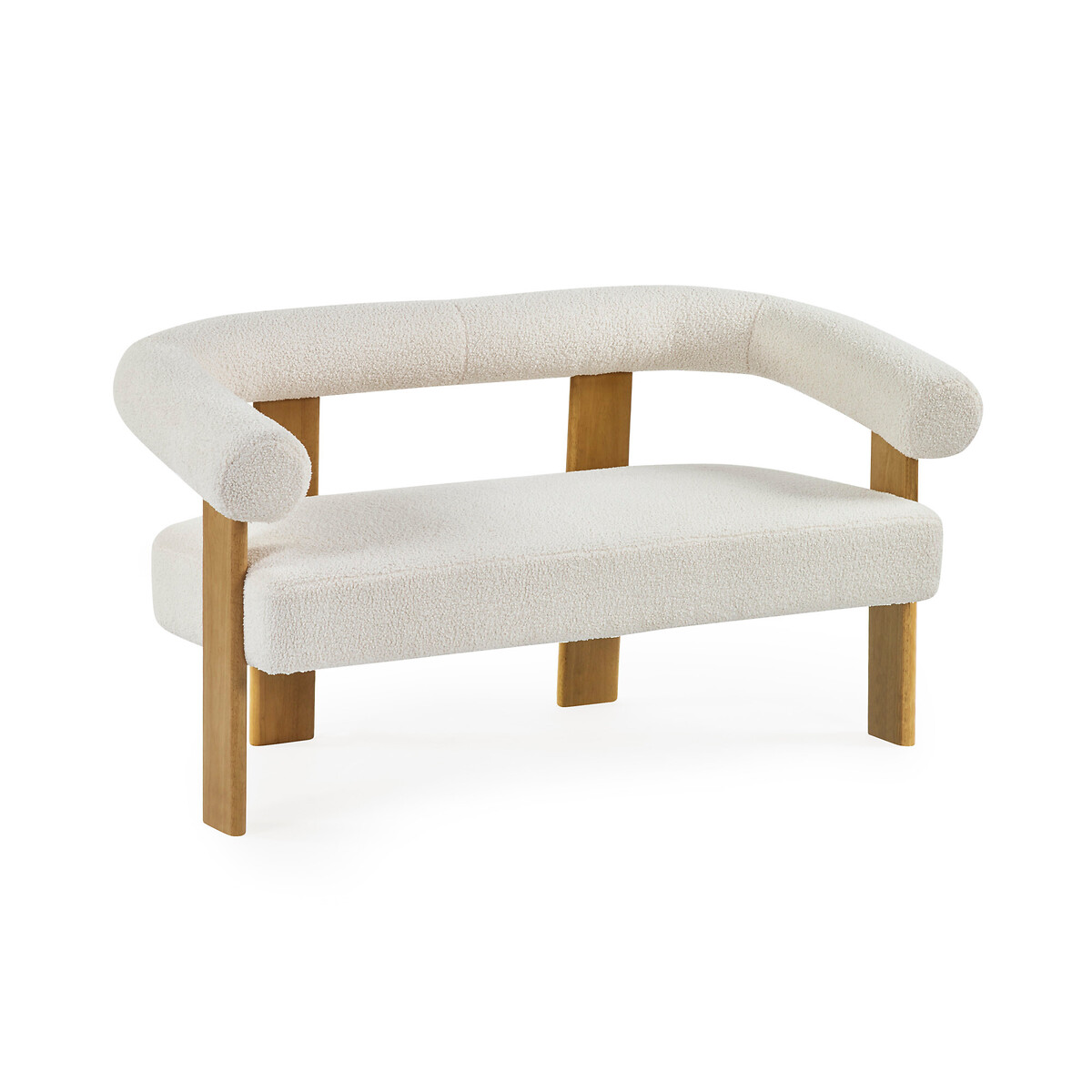 Fiona Boucle 2 Seater Sofa With Solid Wood Legs ecru, SO'HOME
