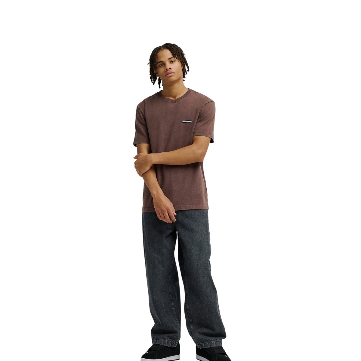 Haut manches courtes PATCH IT WASHED. marron coffee bean, DC SHOES