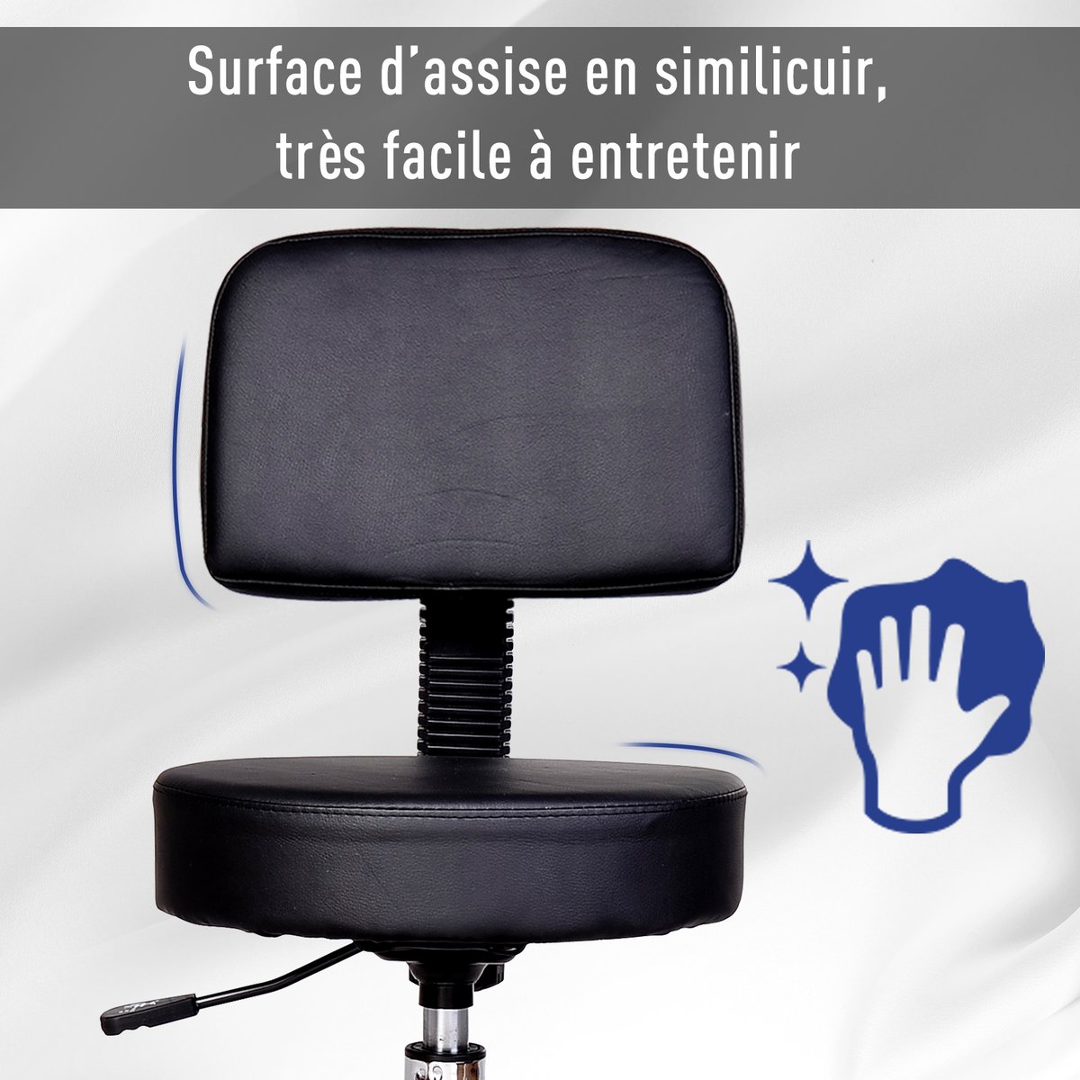Tabouret de salon Simili cuir Noir noir, HOMCOM