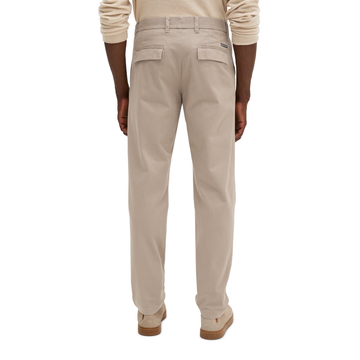 Pantalon chino modèle Osby à plis, coupe fuselée en mélange de coton bio beige, MARC O'POLO