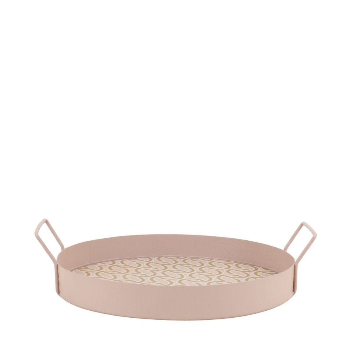 Plateau rond à motifs avec poignées 30cm rose, ORNAMI