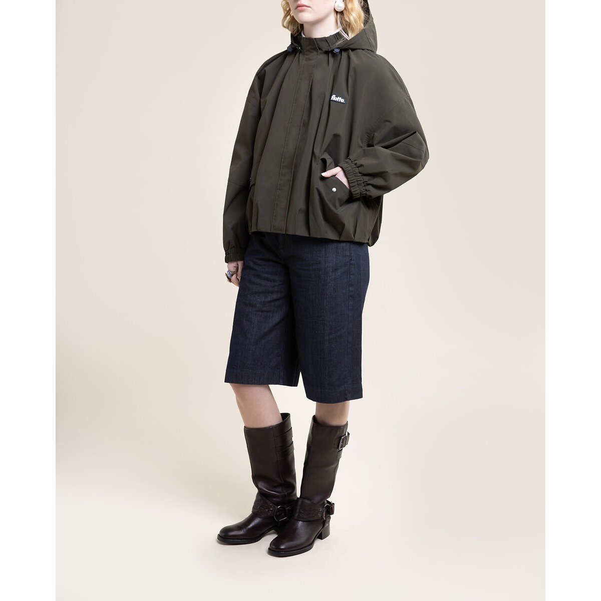 Veste imperméable à capuche amovible, GARANCE kaki, FLOTTE