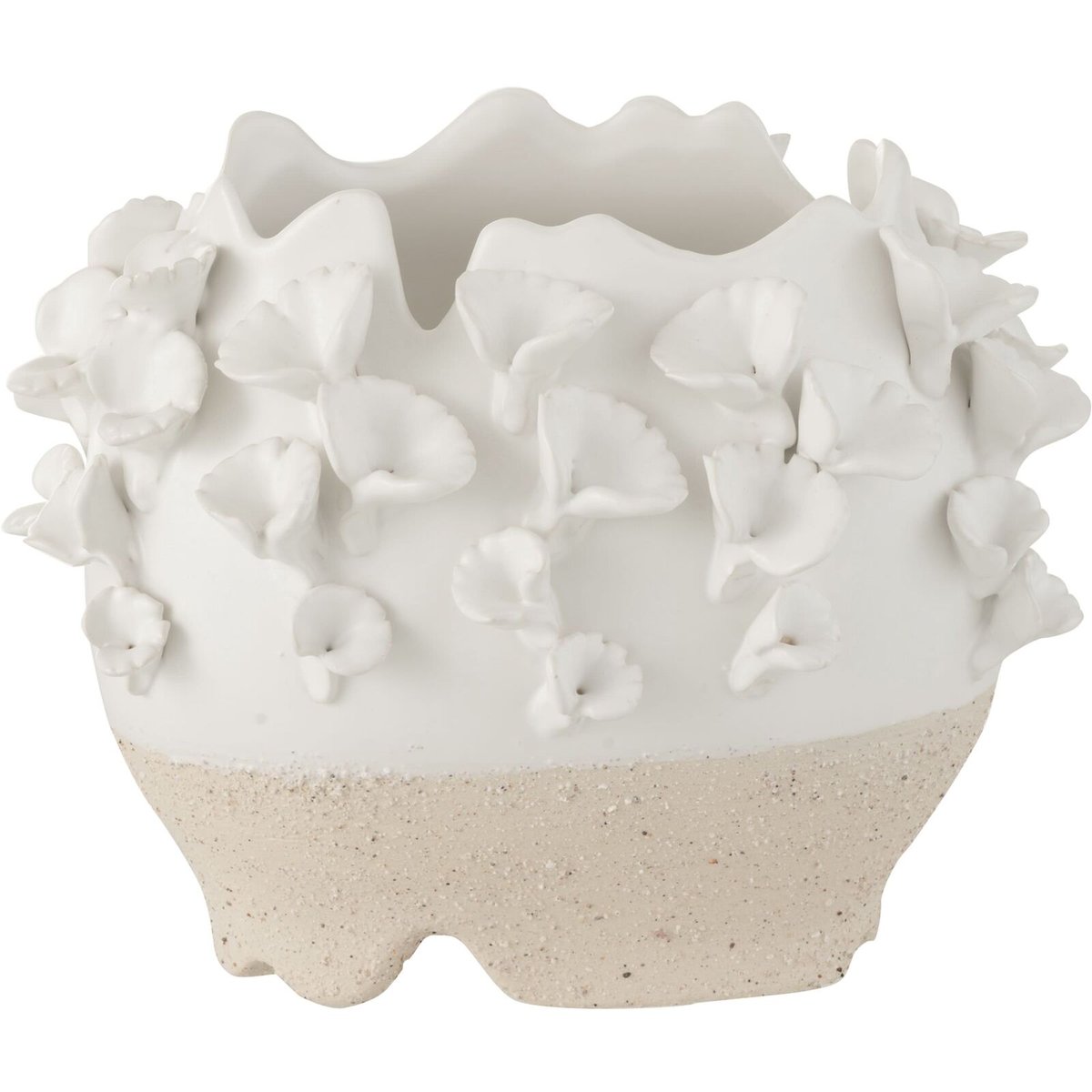 Cache-pot rond en argile, Lyonsud blanc, beige, RECOLLECTION