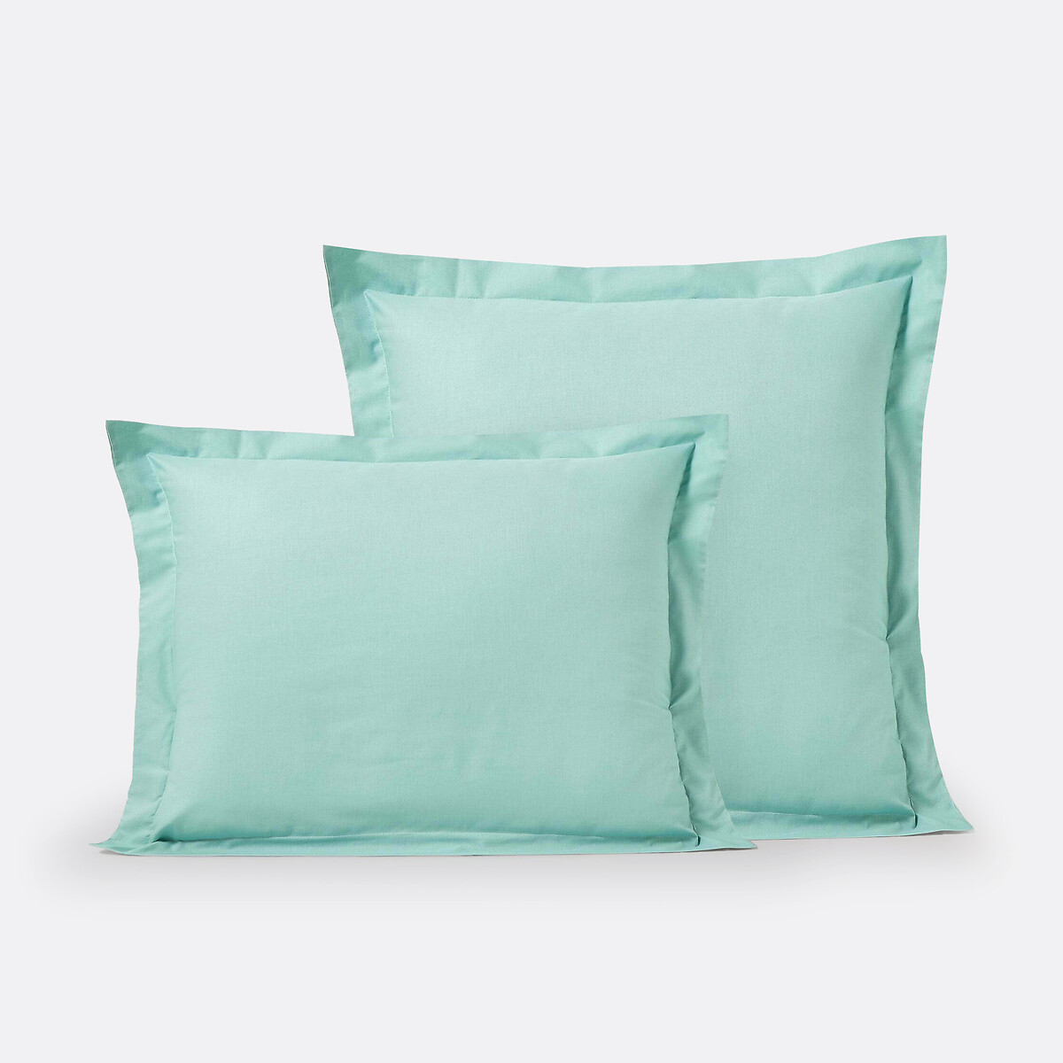 Federa per guanciale in cotone con volant piatto, Scenario blu celadon, LA REDOUTE INTERIEURS