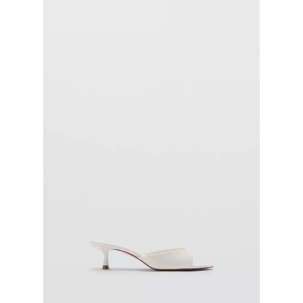 Sandales lanière talon kitten heel blanc, MANGO
