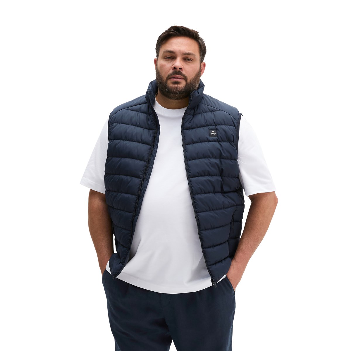 Gilet matelassé regular en qualité recyclée bleu foncé, MARC O'POLO