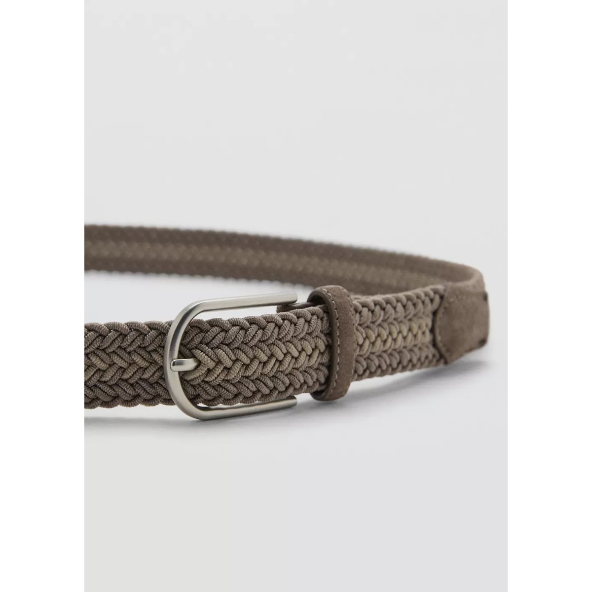 Ceinture tressée élastique gris, MANGO MAN
