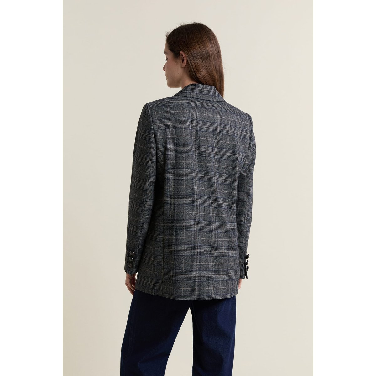 Veste blazer à carreaux A PABLO CRX gris, ETAM