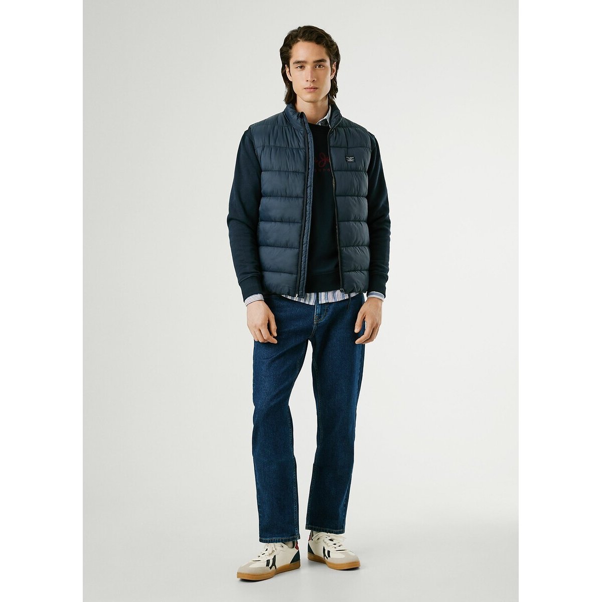 Zip-Up Padded Gilet navy blue, PEPE JEANS