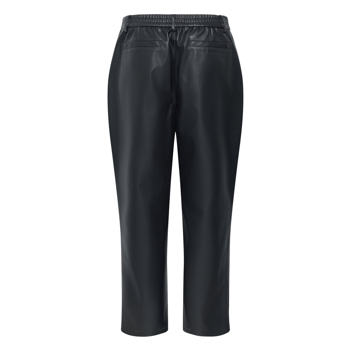 Pantalon imitation cuir, longueur cheville, coupe droite noir, B.YOUNG