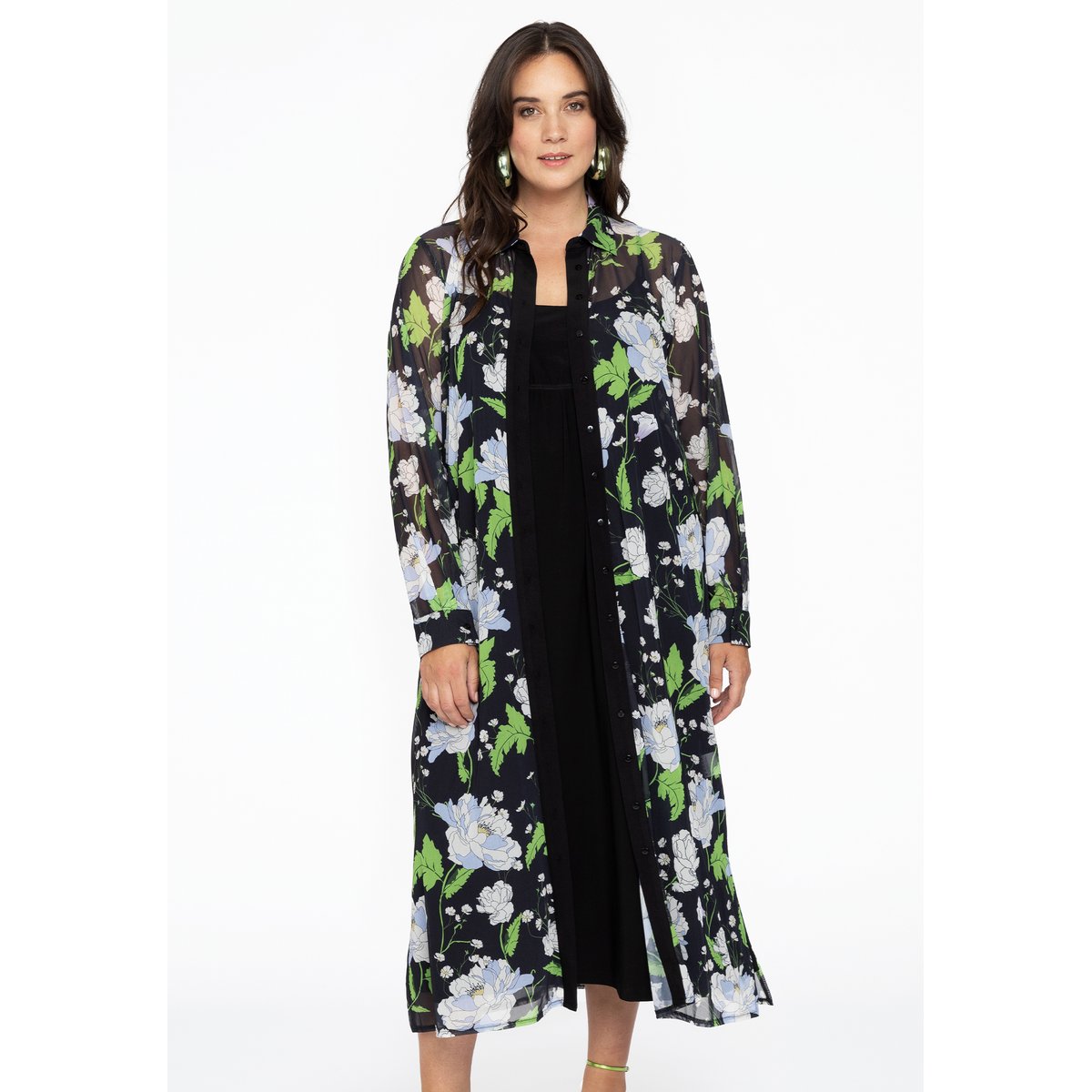 Chemise imprimé / imprimée floral bleu, YOEK