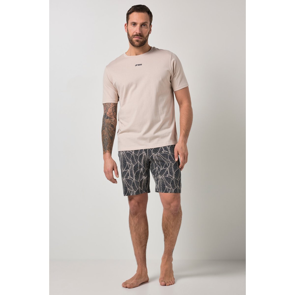 Pyjama JP 1880 deux pièces (T-shirt + short mastic foncé, JP1880