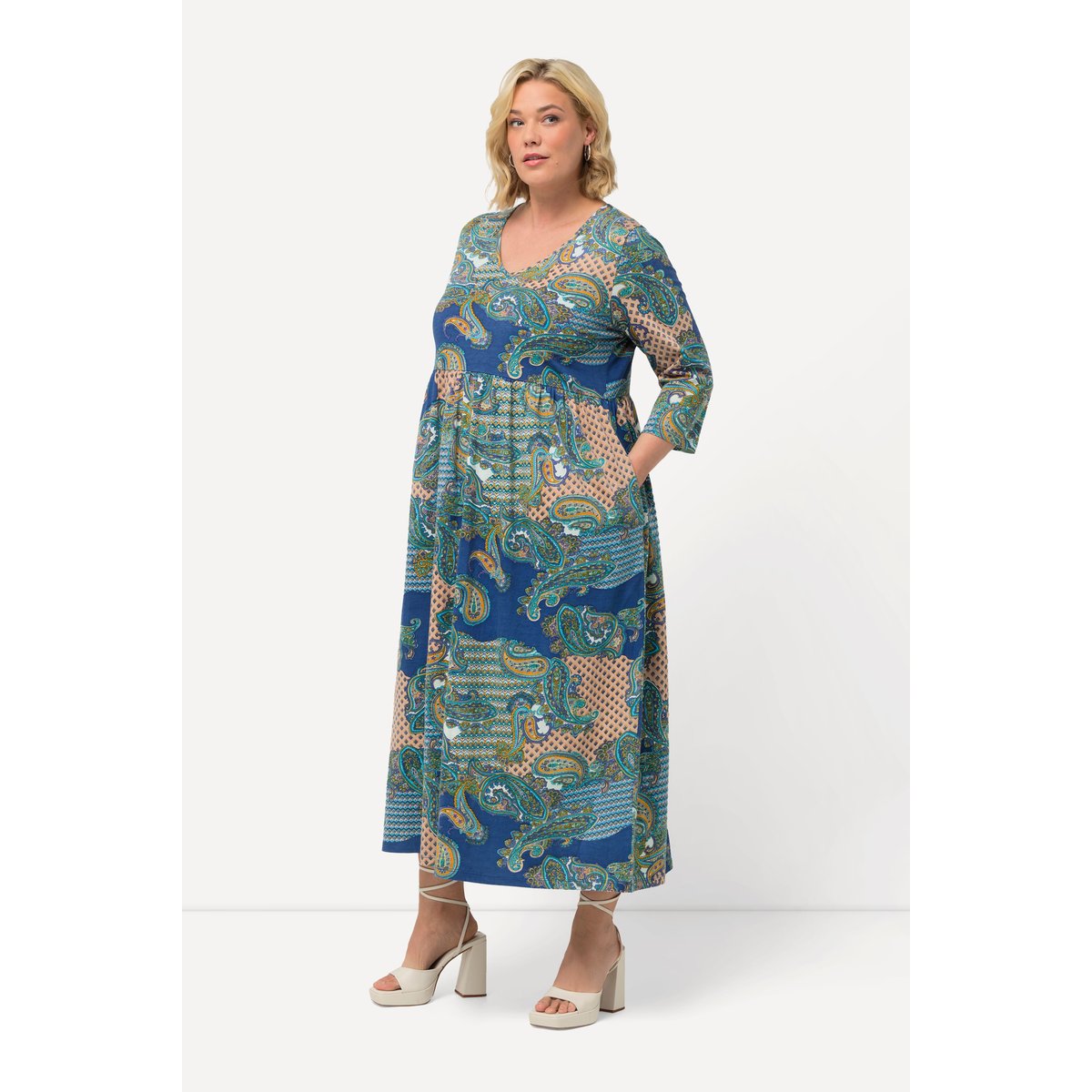 Robe en jersey coupe trapèze à pétrole foncé, ULLA POPKEN