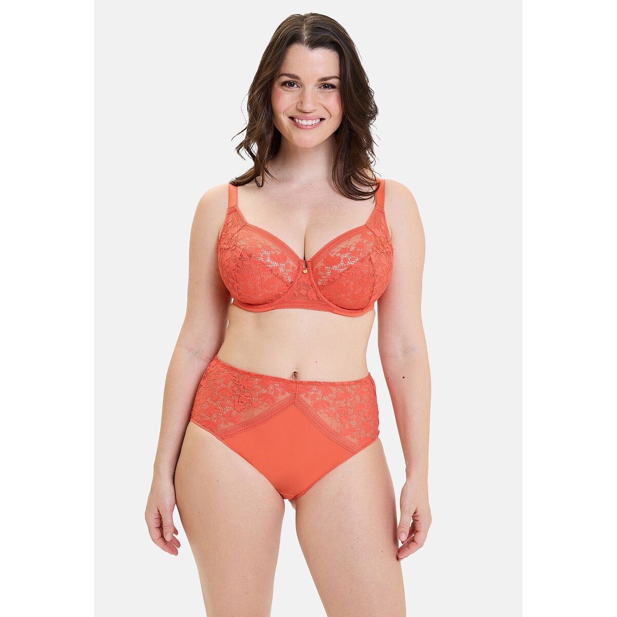 Culotte en dentelle SUZIE orange corail, SANS COMPLEXE